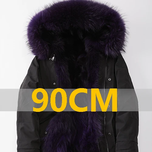 purple fur 90cm Maylofuer Шуба из меха енота и лисы Парка зимняя куртка Пальто для женщин Куртка из натурального меха енота Натуральный мех лисы из меха норки - Цвет: purple fur 90cm
