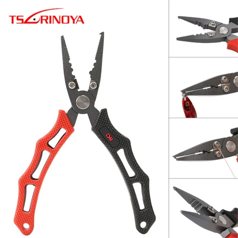 

TSURINOYA 96g Stainless Steel Fishing Pliers With Sheath Lure Remover Split-ring Tool Tungsten Steel Blade Outdoor Tools