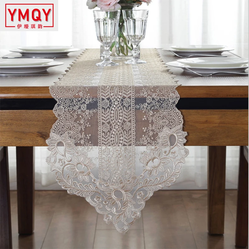 YMQY Korean Lace Table Runner Wedding Decoration White Flag Embroidered Tablecloths TV Cabinet Cover | Дом и сад