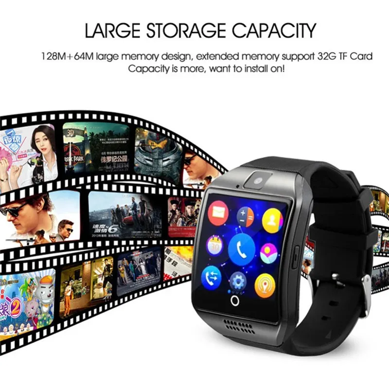 DHL 30 шт. Q18 Смарт-часы для мужчин reloj Камера Facebook SMS MP3 Bluetooth Smartwatch Поддержка сим-карты для Apple IOS и Android телефонов