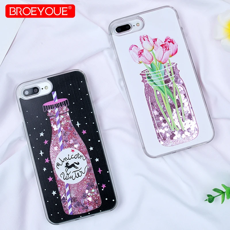 Чехол для iPhone 6 S 7 8 плюс мультфильм флакон ЦВЕТОЧНЫХ ДУХОВ зыбучие пески