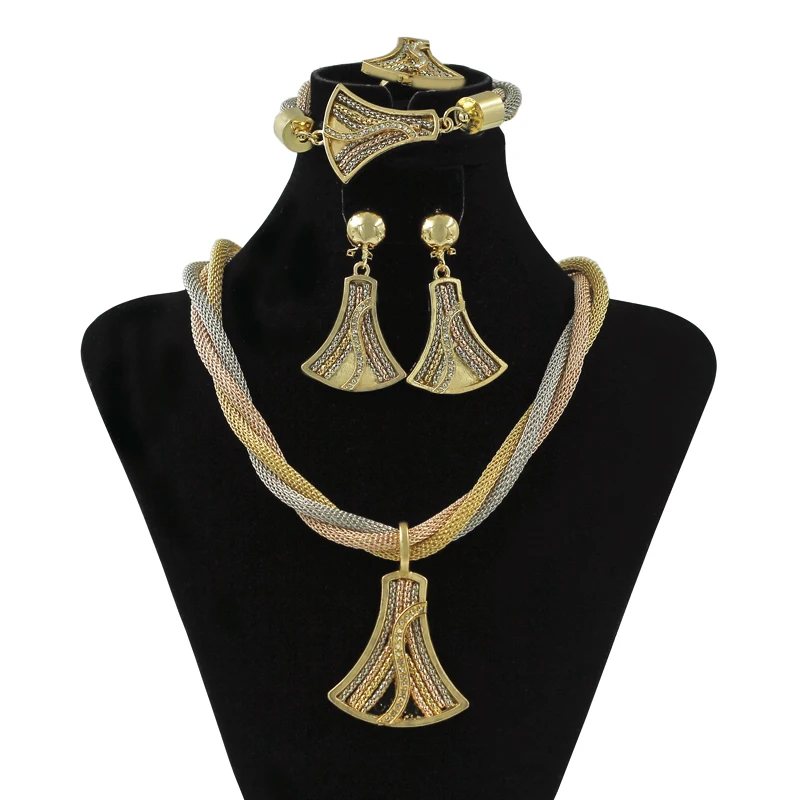 Ожерелье с кисточками браслет кольцо серьги набор Дубай шарм для женщин 2019