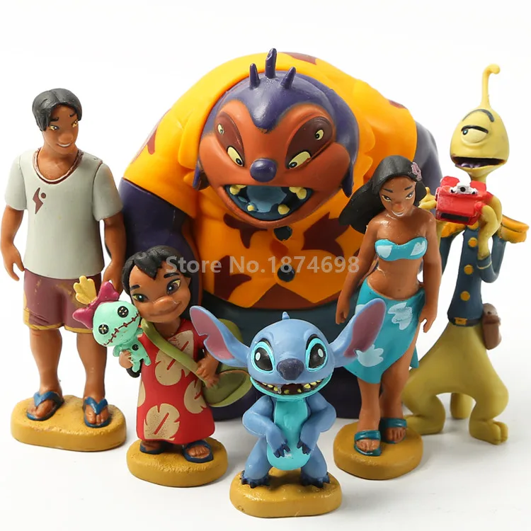 Новинка "Лило и Стич" игрушки Лило с Scrump стежка Jumba Pleakley Nana Pelekai Давид Kawena 6 шт. набор мини-ПВХ фигура игрушка детский подарок