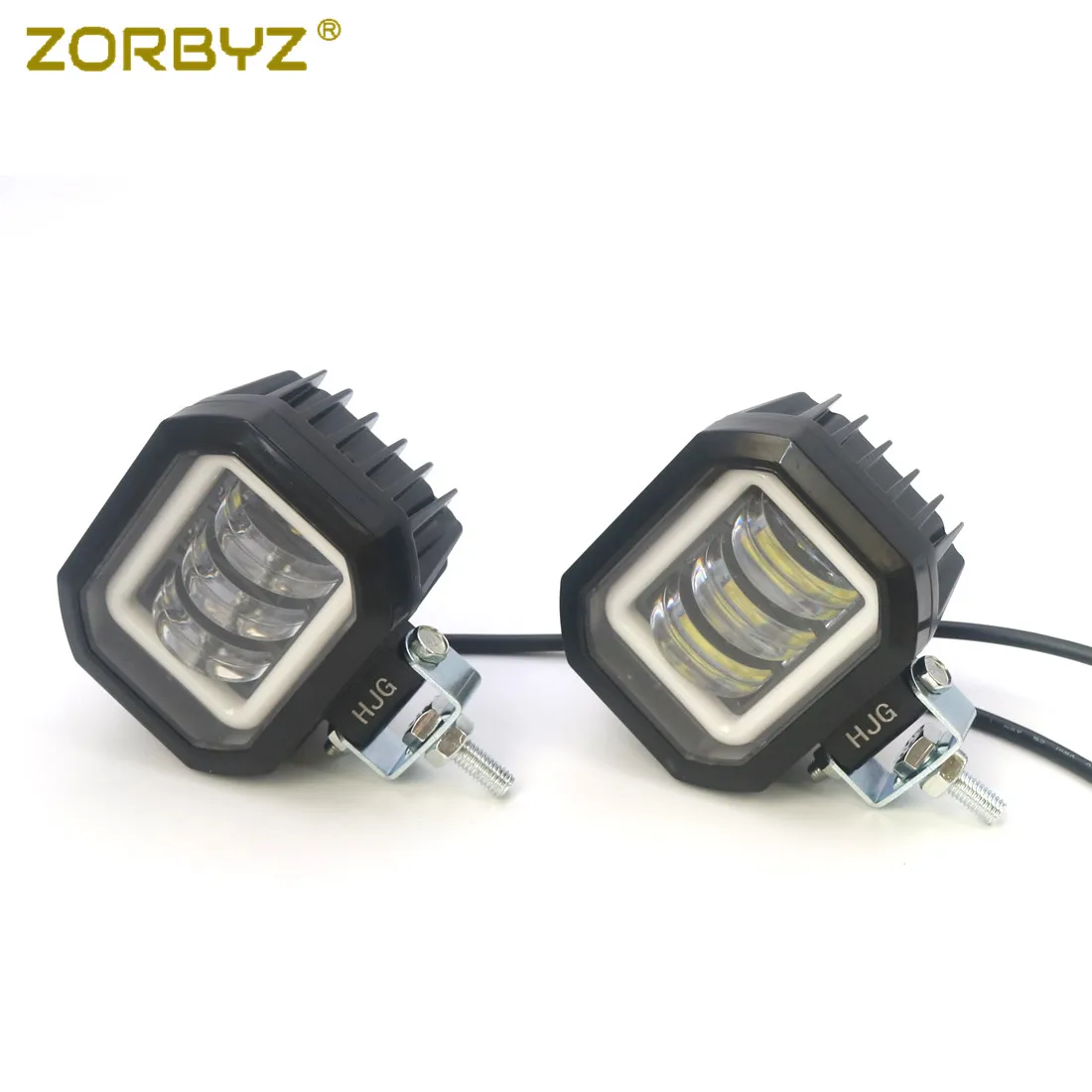Two Piece ZORBYZ Светодиодный прожектор для мотоцикла, противотуманный светильник s с белым ангельским глазом, светильник для Honda Harley Suzuki Kawasaki Victory - Цвет: Two Piece