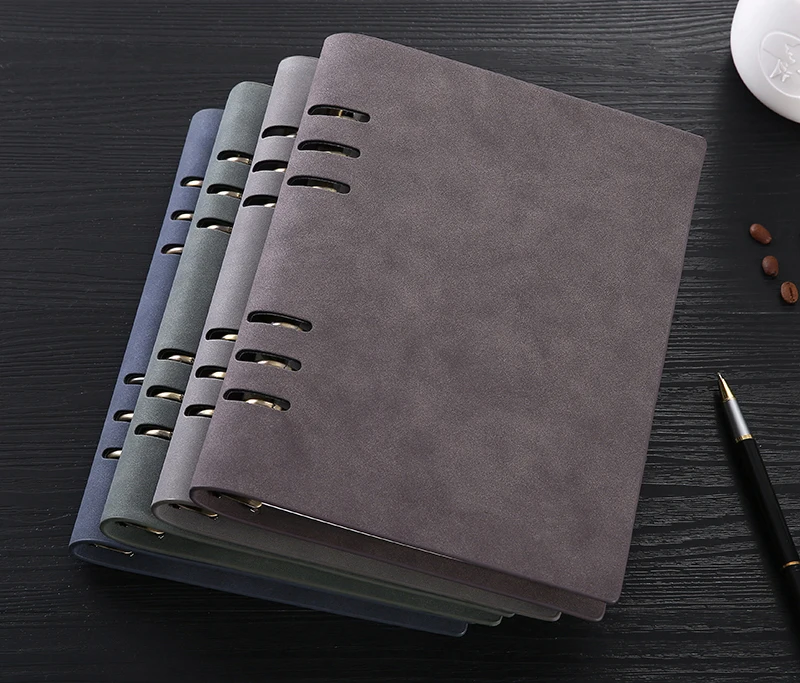 Free Logo name Customized PU Matte Cover A5 Notebook Loose leaf Diary Spiral Memo Planner Office Leather 6 Rings Box Gift | Канцтовары