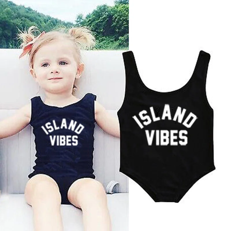 ISLAND VIBES Family Matching Swimwear Mommy and Me Swimsuits One Piece Bikini Mom Daughter Dress Clothes Beach Bathing Suit | Мать и