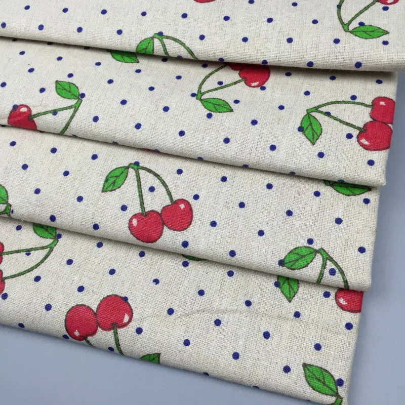 BIG LY 50x150cm Cotton Linen Fabric Print Red Cherry DIY Home Deco Table Cover Throw Pillow Case | Дом и сад