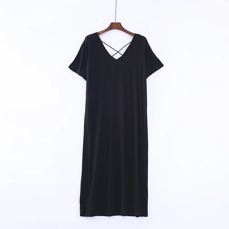 Ночная рубашка женская длинная из модала с треугольным вырезом сзади|Ночные