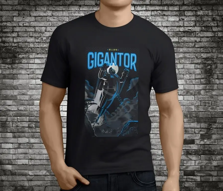 Новые популярные гигантор классический японский мультфильм черная футболка