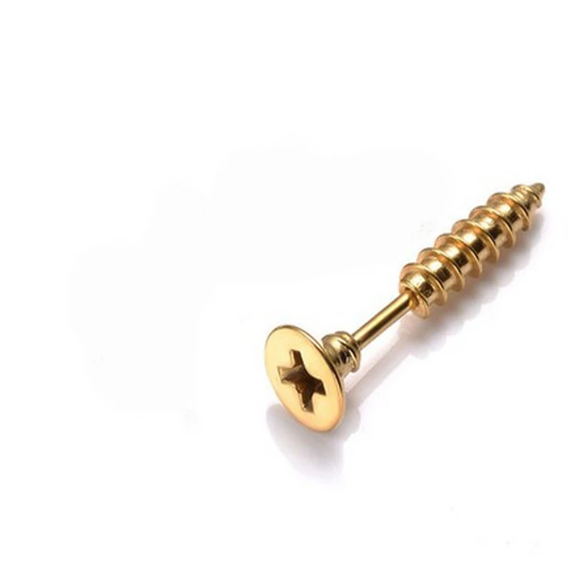 1 Piece Punk Stainless Steel Nail Screw Stud Earring Gold Black Color Helix Ear Piercing Fashion Jewelry|screw stud earrings|fashion earringsstud