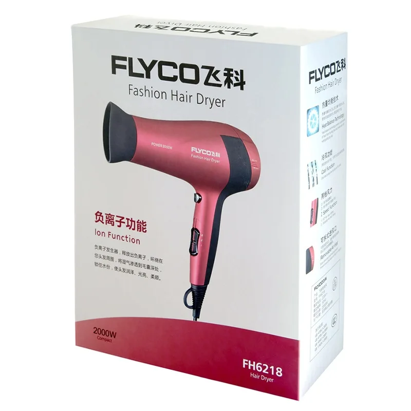 Профессиональный фен для волос FLYCO горячего и холодного воздуха салона