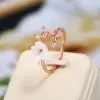 Женское кольцо с листьями и цветами изящное из розового золота цирконом