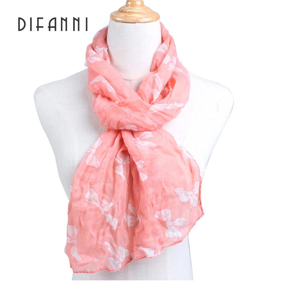 

[DIFANNI] Элегантный Модный женский длинный шарф из хлопка и полиэстера с принтом, женские шали, шарфы 2017, горячая Распродажа, принт бабочки