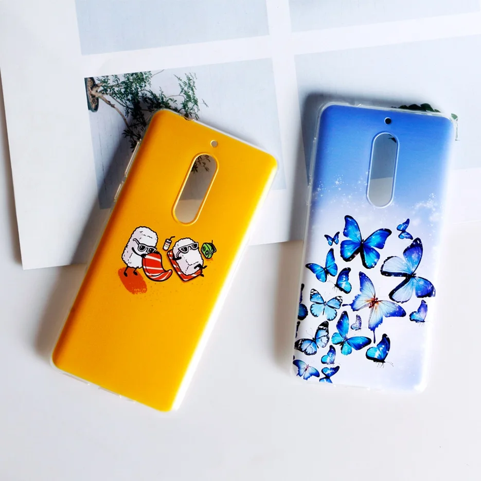 Чехол для Nokia 5 Nokia5 2017 мягкие силиконовые чехлы с милым рисунком из ТПУ Чехлы