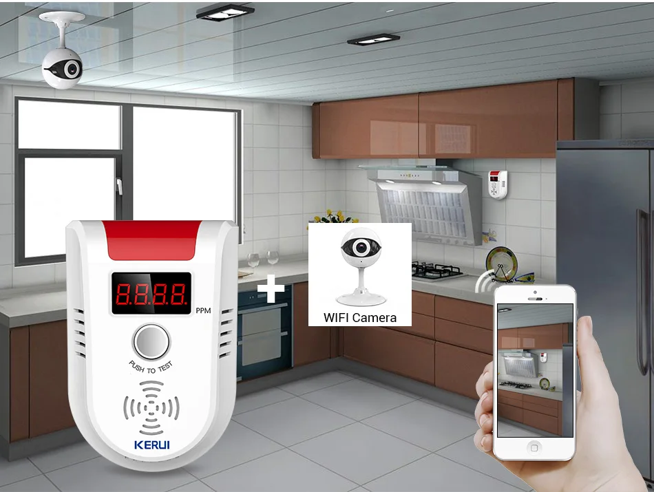 KERUI Wi-Fi приложение голосовые подсказки детектор утечки горючих газов Сигнализация дисплей экран беспроводной безопасности газовый датчик сигнализации