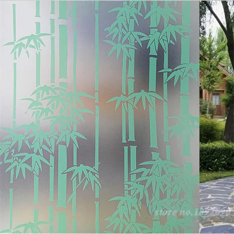 Непрозрачная самоклеящаяся оконная пленка из ПВХ с рисунком бамбука 45*200 см/17 7*78 8