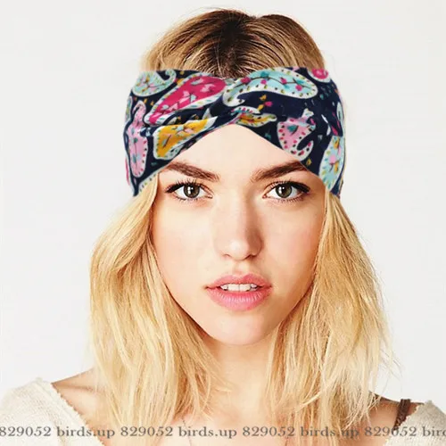 Boho хлопок твист повязки на голову для женщин Эластичный Тюрбан повязка на голову спортивная повязка на голову аксессуары для волос для девушек аксессуары для улицы - Цвет: BA33