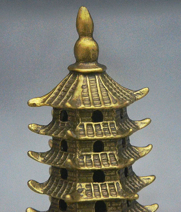 5 &quotКитайский буддизм латунь медь 7 этаж башня wenchang Stupa статуя пагоды|Статуи и