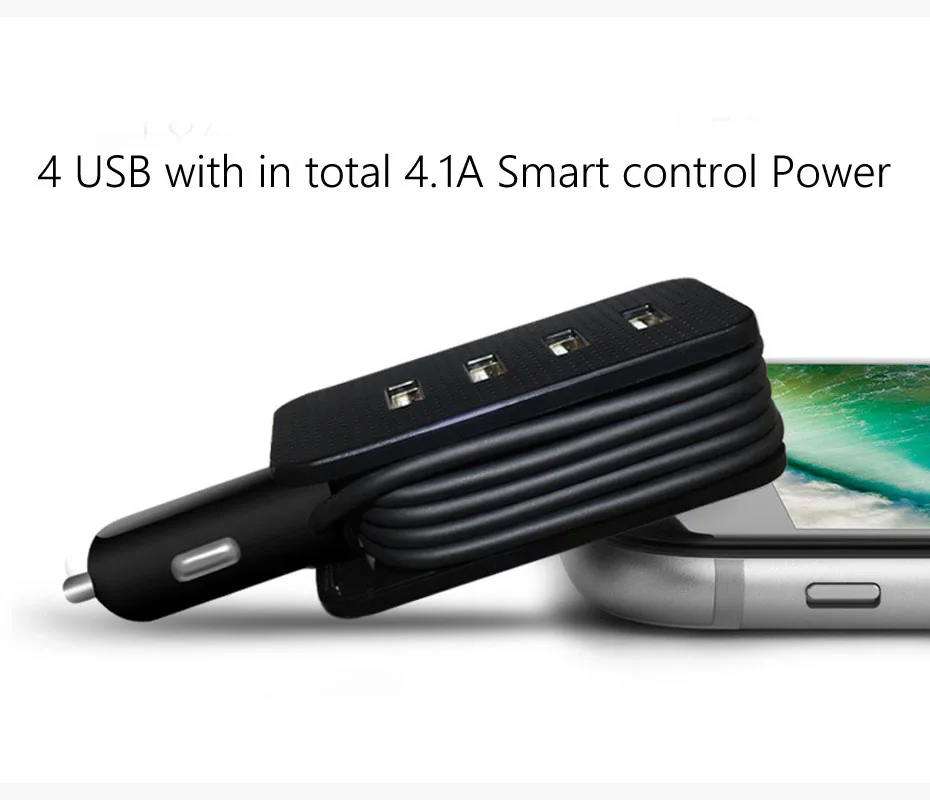 4 USB Автомобильное зарядное устройство 5V 4.1A Мульти для телефона портативное