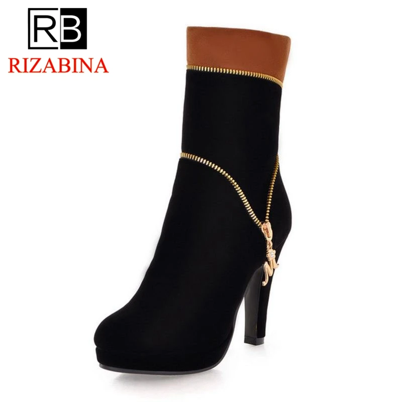 RizaBina/женские ботинки на высоком каблуке женские до середины икры платформе