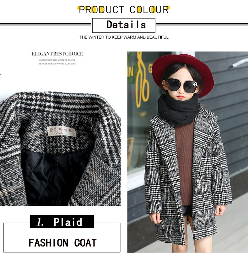 Clearance# плащ для девочек; пальто в клетку; зимнее пальто для девочек; шерстяная куртка; Верхняя одежда; пальто; детская куртка для девочек; детская одежда