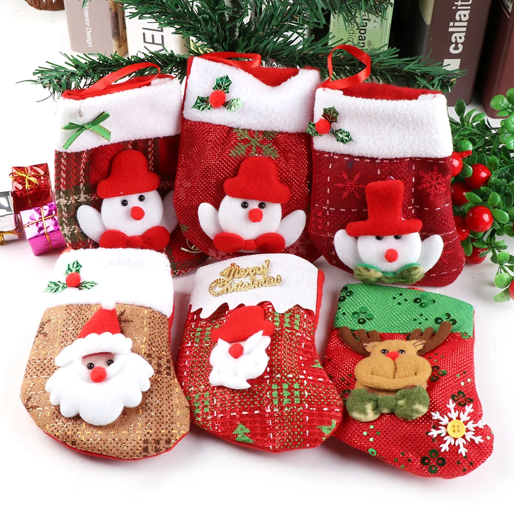 1 шт. рождественские чулки Висячие украшения Новогодняя конфетная сумка