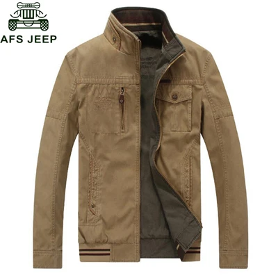 Хаки AFS JEEP, ветровка, джинсовые куртки, мужские, хлопок, двойная одежда, армейские, военные, зимние куртки, пальто для фитнеса, Casaco Masculino veste homme - Цвет: Хаки