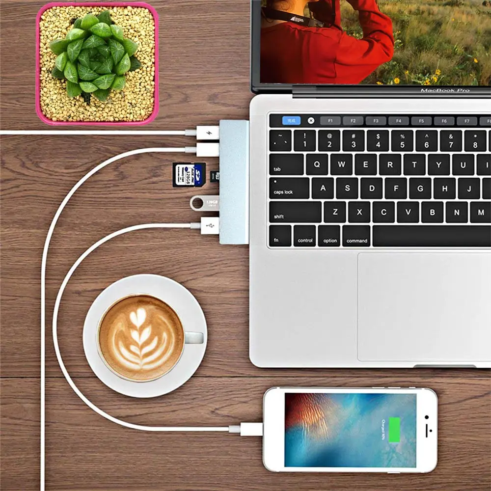 USB-концентратор Ingelo 7 в 1 для MacBook Pro 13 &quot15&quot адаптер Duo Type C 5 Гбит/с PD 4K HDMI microSD/SD RJ45 Lan