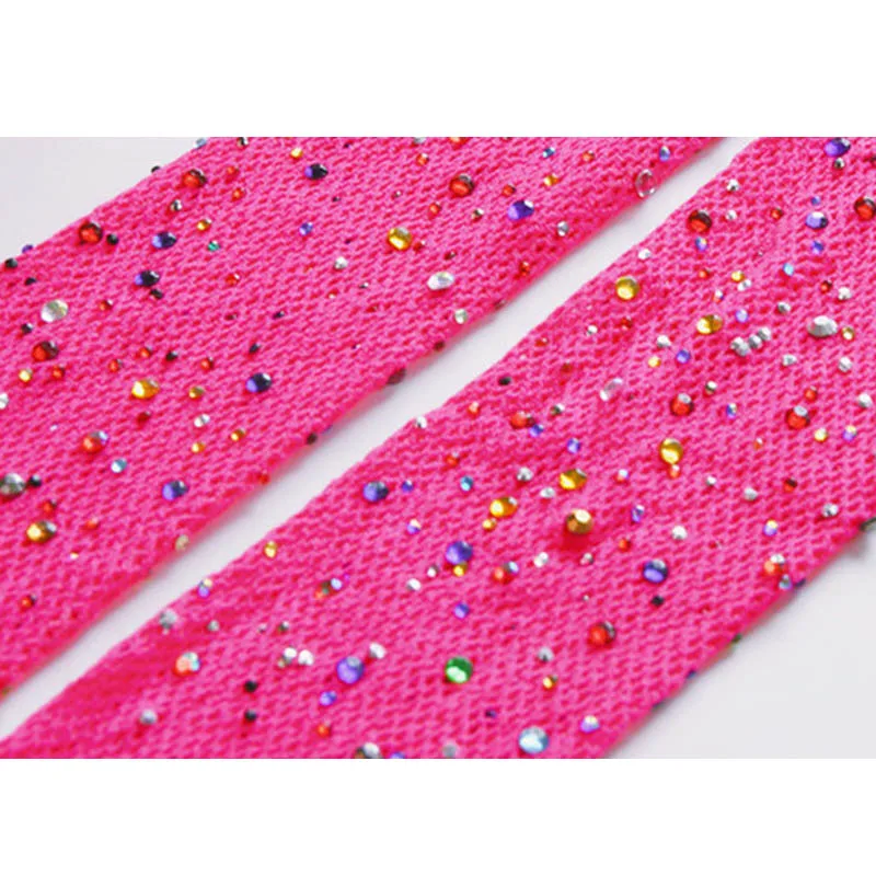 colorful Rhinestone Неоновые колготки и чулки женские сексуальные открытые Стразы ажурные карнавальные чулки блестящее Прозрачное нижнее белье бриллиантовые колготки - Цвет: colorful Rhinestone