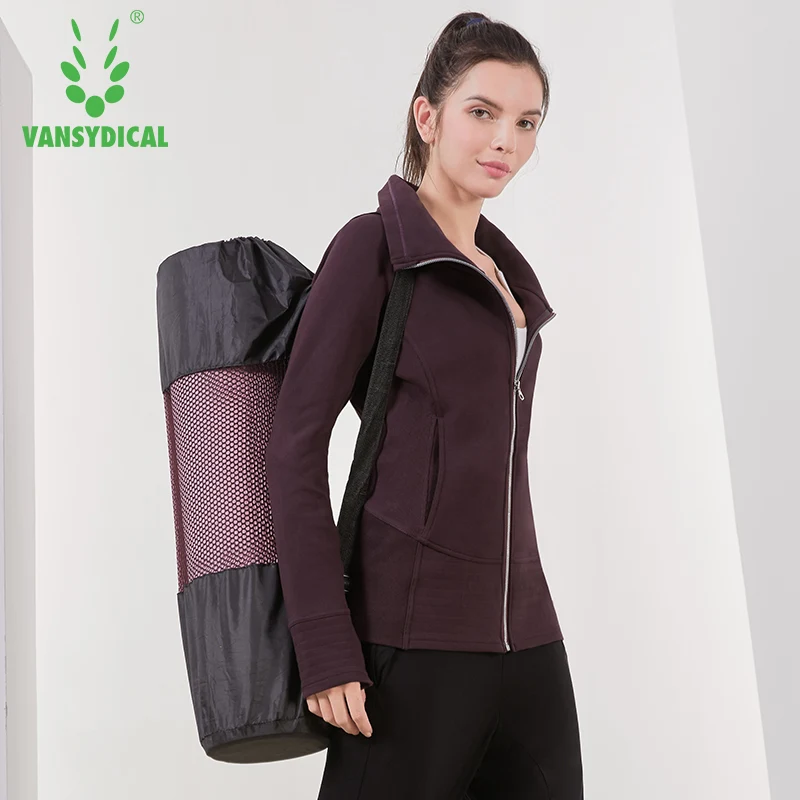 Vansydical зимняя спортивная куртка для бега женская теплая с высоким воротником на молнии ветрозащитная спортивная верхняя одежда для тренировок