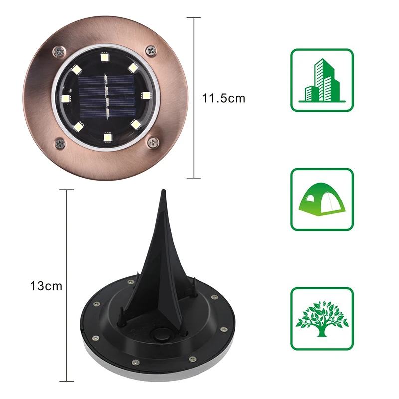 4 шт. солнечный диск огни 8LED Солнечный Путь огни Открытый водонепроницаемый сад ландшафтное освещение для двора палуба газон патио