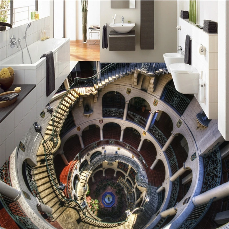 3D-обои beibehang на заказ винтовая лестница фрески ПВХ пол роспись водонепроницаемые