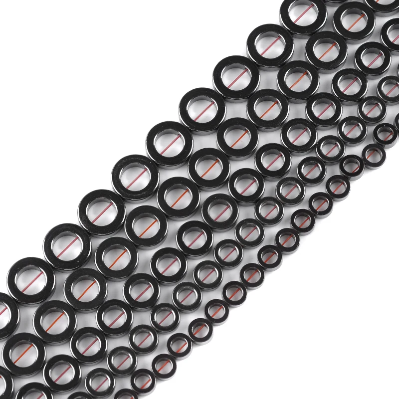 Гематитовые бусины цилиндрической формы черные из натурального камня для