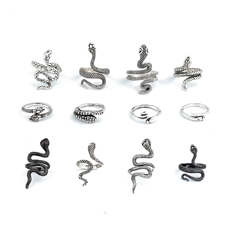 

1 Pcs Stereoscopic New Retro Punk Exaggerated Snake Ring Fashion Personality Snake Opening Adjustable Ring Jewelry As GiftR158-6