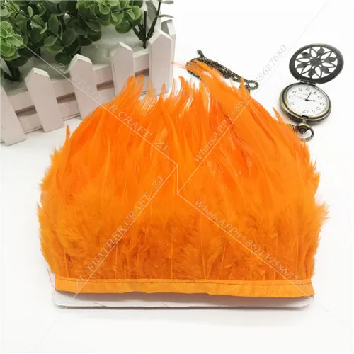 No. 13 orange 10 ярдов, 10-15 см, отделка из натурального меха хакле/петух, хвост, куриное перо, отделка для платья/юбки/костюма/ремесла, 35 цветов - Цвет: No. 13 orange