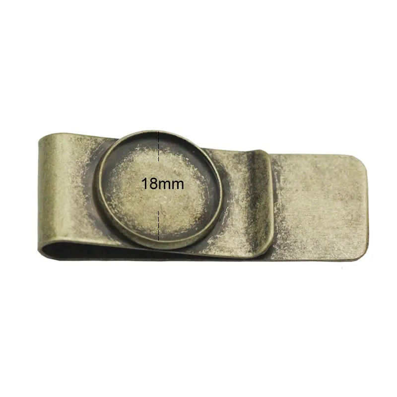 18mm Antique Brass Beadsnice зажим для денег латунь с 16/18 мм круглые оправа c глухой закрепкой камня для кулонов персонализировать свои деньги зажимы типа "крокодил" для DIY ювелирных изделий ID34948 - Цвет: 18mm Antique Brass
