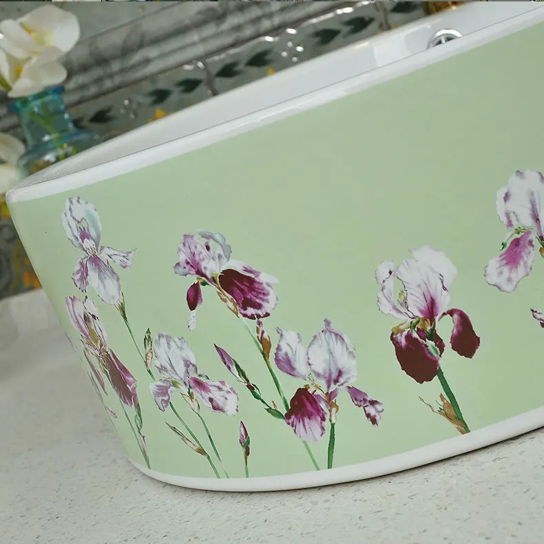 [ New ] King Yan starting Jingdezhen Ceramic Art Basin Counter wash basin washbasin Iris |