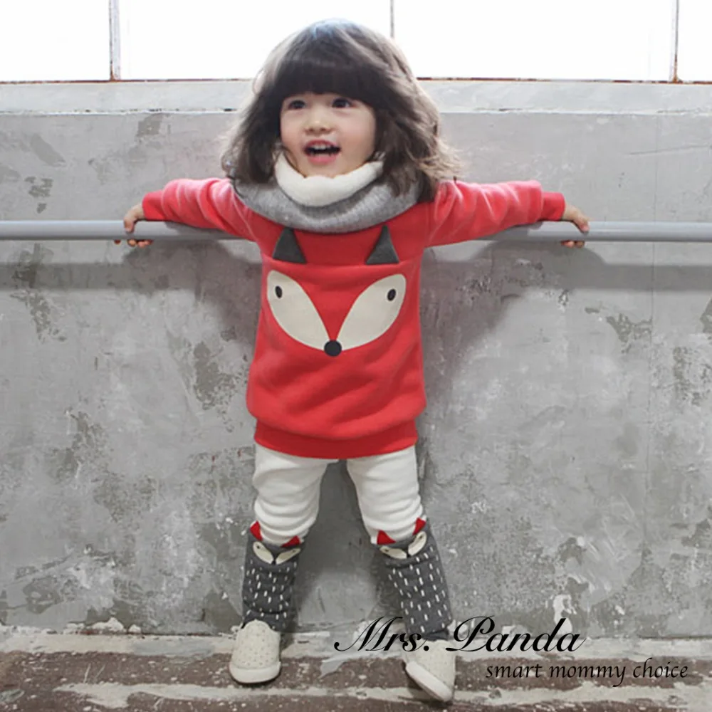 Розничная 2017 Зима стиль Сгущает Одежда устанавливает Red Fox 2 шт. (С Длинными