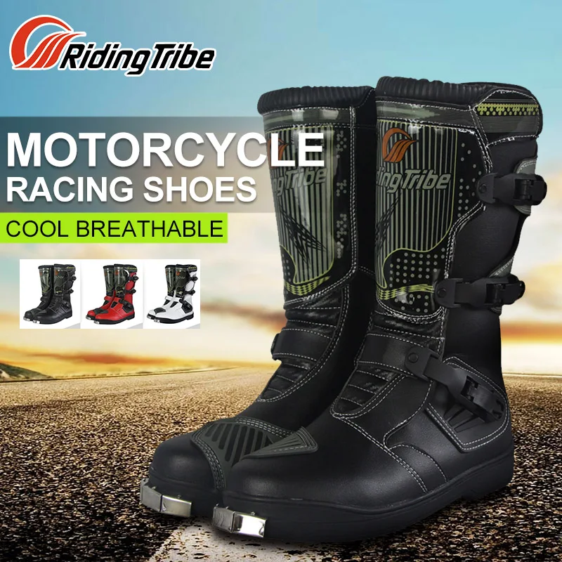 Мужские сапоги для езды на мотоцикле красные черные белые|motorcycle riding boots|motocross
