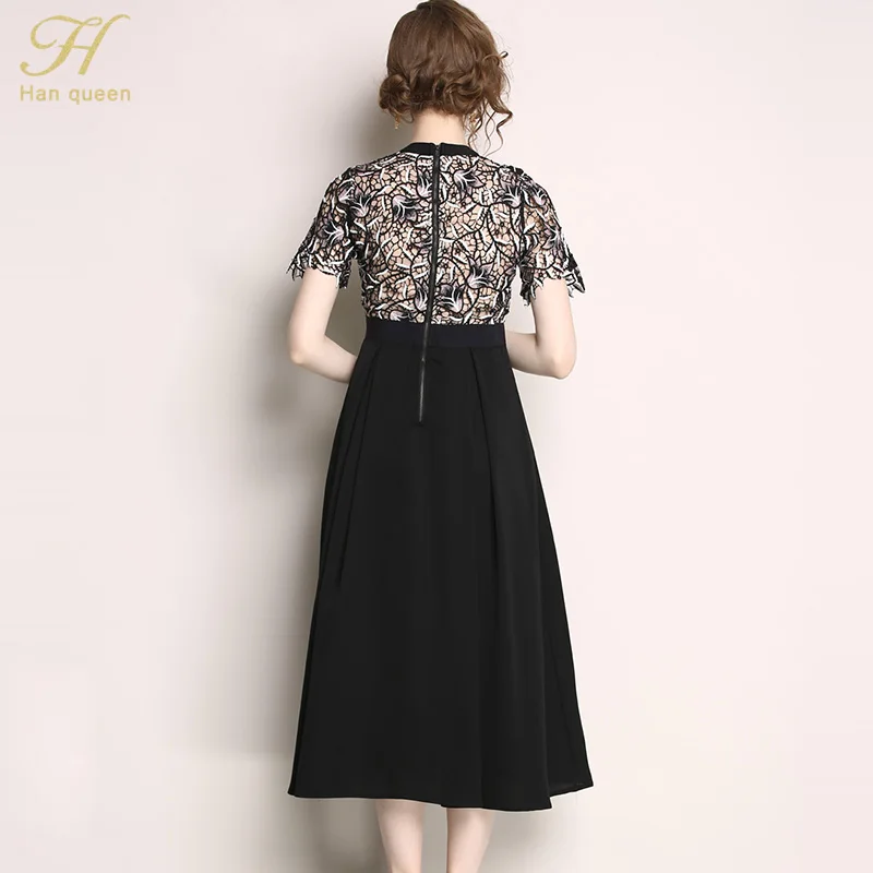 H Han queen женское летнее подиумное кружевное вечернее платье vestidos