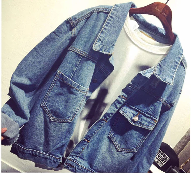 Женская ВИНТАЖНАЯ ДЖИНСОВАЯ КУРТКА Короткая свободная джинсовая куртка верхняя