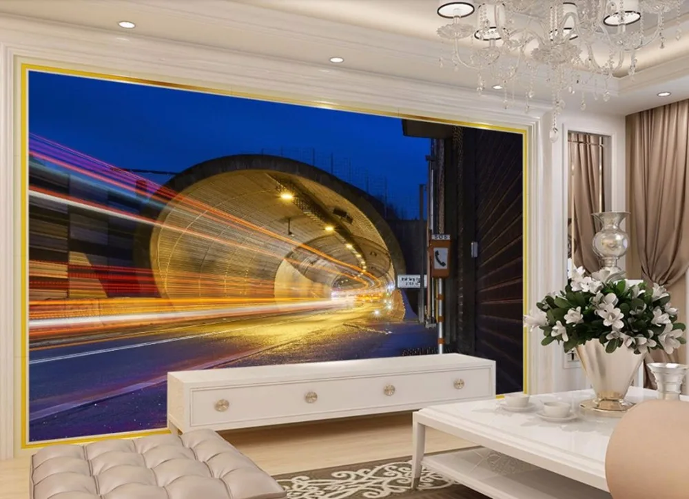 

papel de parede Custom 3d wallpaper photo Tunnel light strips 3d landscape bedroom wallpaper background wall
