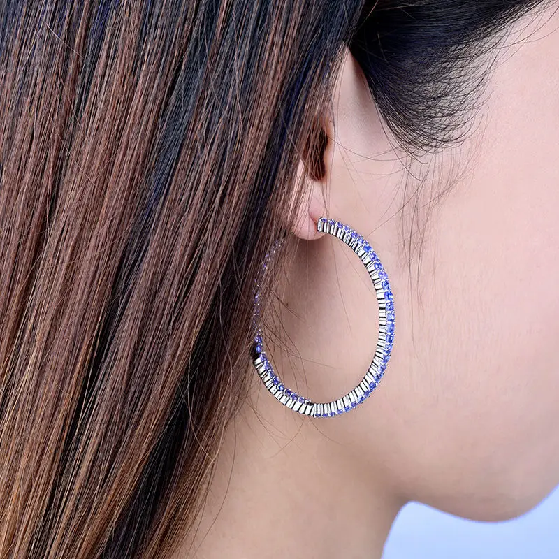 LOVERJEWELRY, Новое поступление, Твердые 14 К/585, белое золото, натуральный Танзанит, свадебные серьги, обещанные, хорошее ювелирное изделие для жены, драгоценный камень, подарок