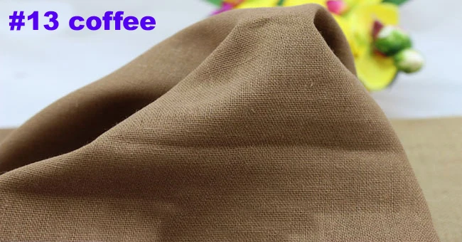 13 coffee Однотонная льняная ткань для платья, брюк, одежды, скатерти, занавески, хлопок, лен, материал, натуральный лен, обивка, ткань, метр - Цвет: 13 coffee