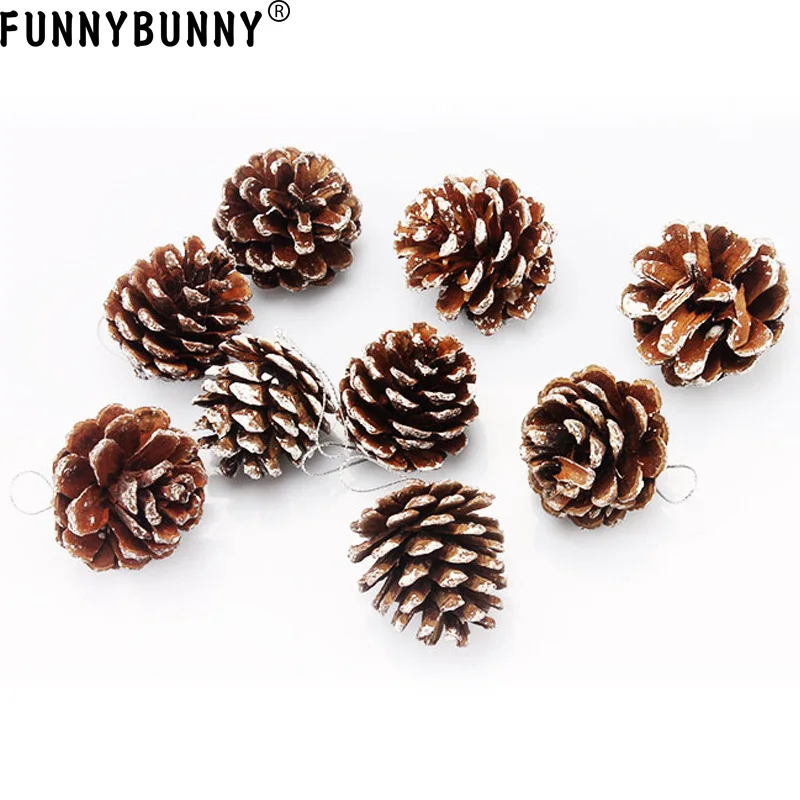FUNNYBUNNY 9 шт Рождественский кулон из СОСНОВЫХ ШИШЕК с веревкой натуральная