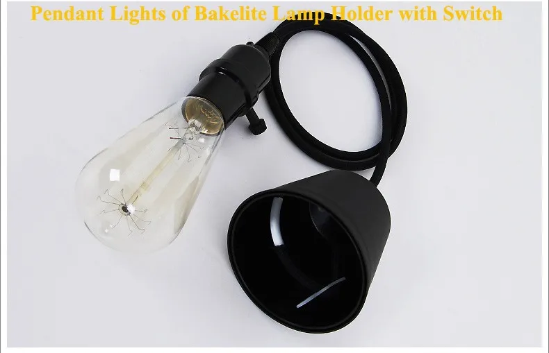 Black with swtich Американский винтажный подвесной светильник s медный держатель лампы вольфрамовый светильник промышленные подвесные лампы Золотой/хром E27 W-лампа накаливания - Цвет корпуса: Black with swtich