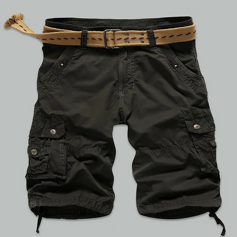 Новые модные шорты мужчин Летний стиль 2017 г. военные карманы Твердые Хлопок
