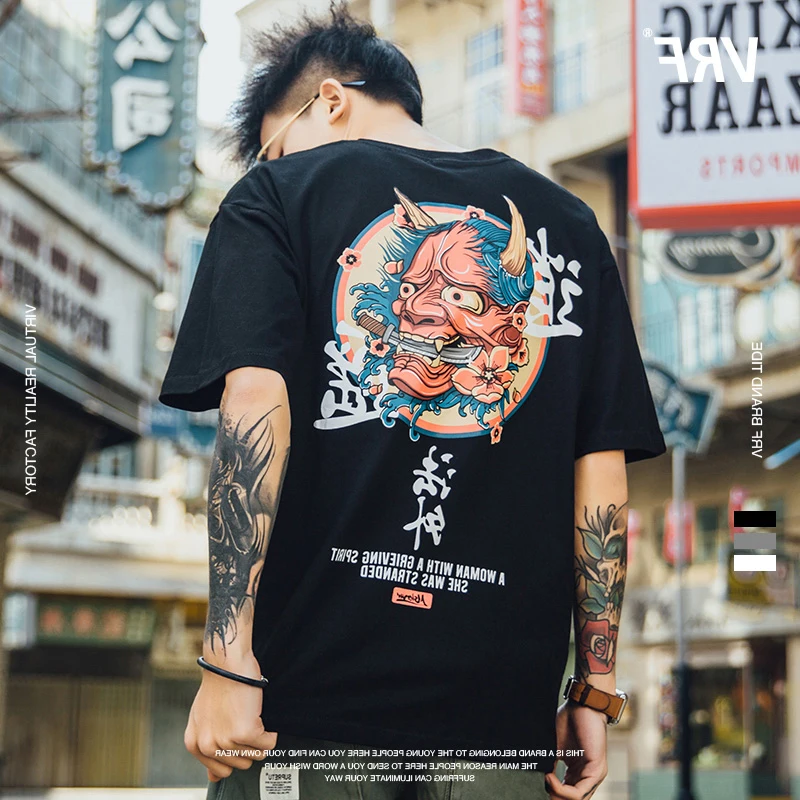 REM, хип-хоп футболка, мужская, с принтом «призрак», Китайский Персонаж, Harajuku, футболки, уличная одежда, весна-лето, футболка с коротким рукавом, топы, футболки