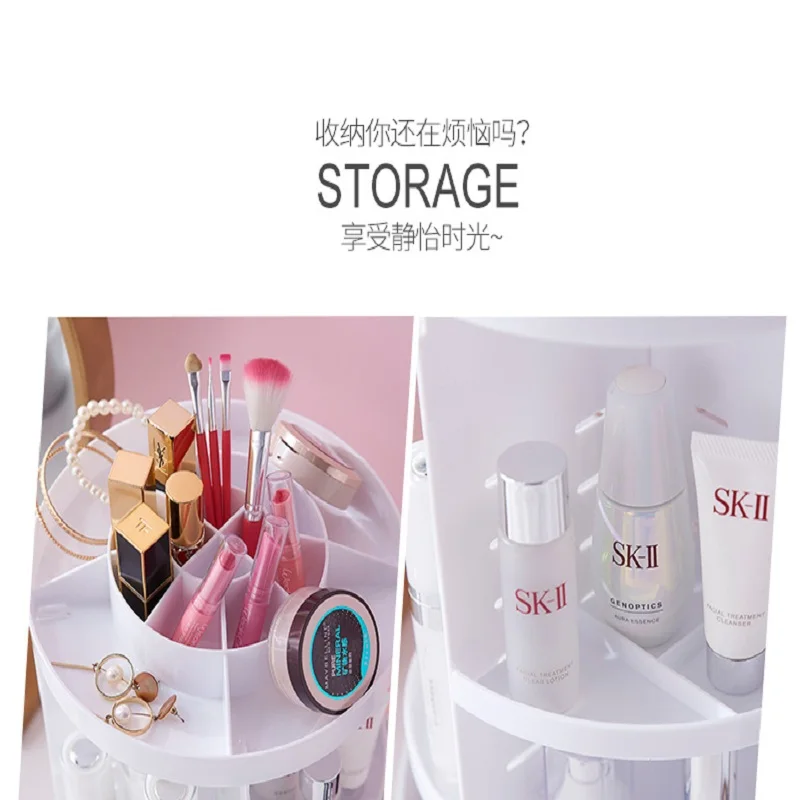 

Buy 1 get 1 free Home desk 360-degree rotating makeup box transparent lipstick storage rack multifunctional desktop storage box