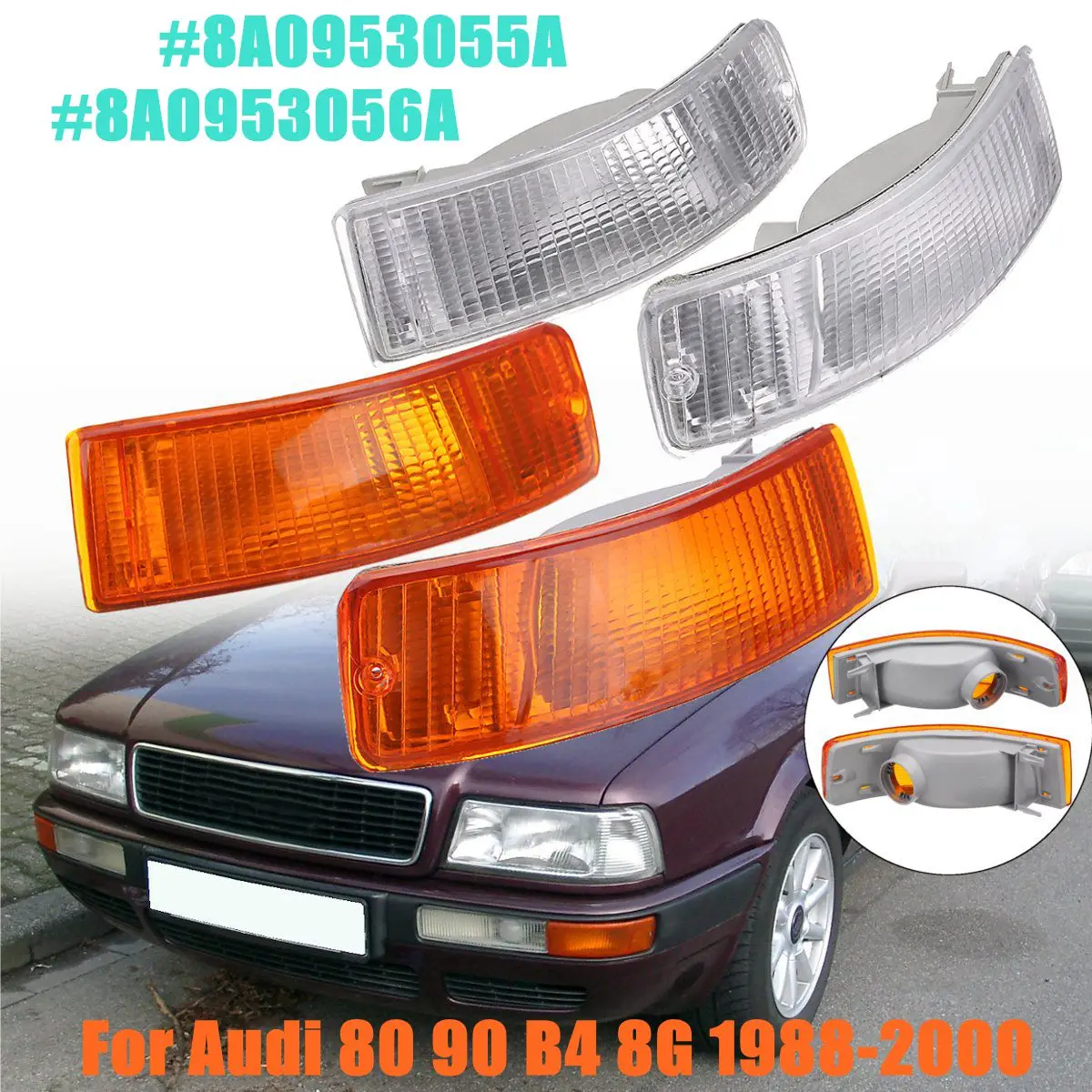 1 пара указатели поворота для Audi 80 90 B4 8G 1988 2000|Фара авто в сборе| |